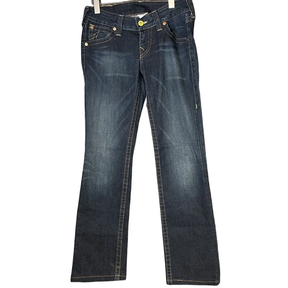 Y2K Vintage True Religion Joey Twisted Flare Dark Wash Low Rise 29W 31L Jeans - Picture 2 of 14